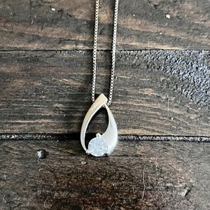 1/2 Carat 14K White Gold Pendant, Sterling Silver Chain